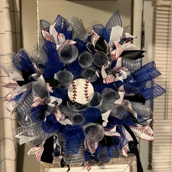 Baseball Themed Decorative Wreath - Picture 1 of 2